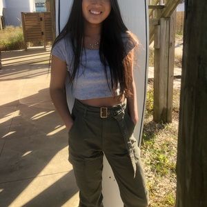 High Waisted Olive Green Almost Famous Joggers